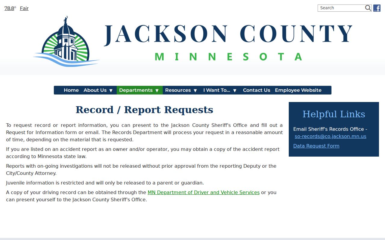 Jackson County active warrants records request instructions from the county sheriff