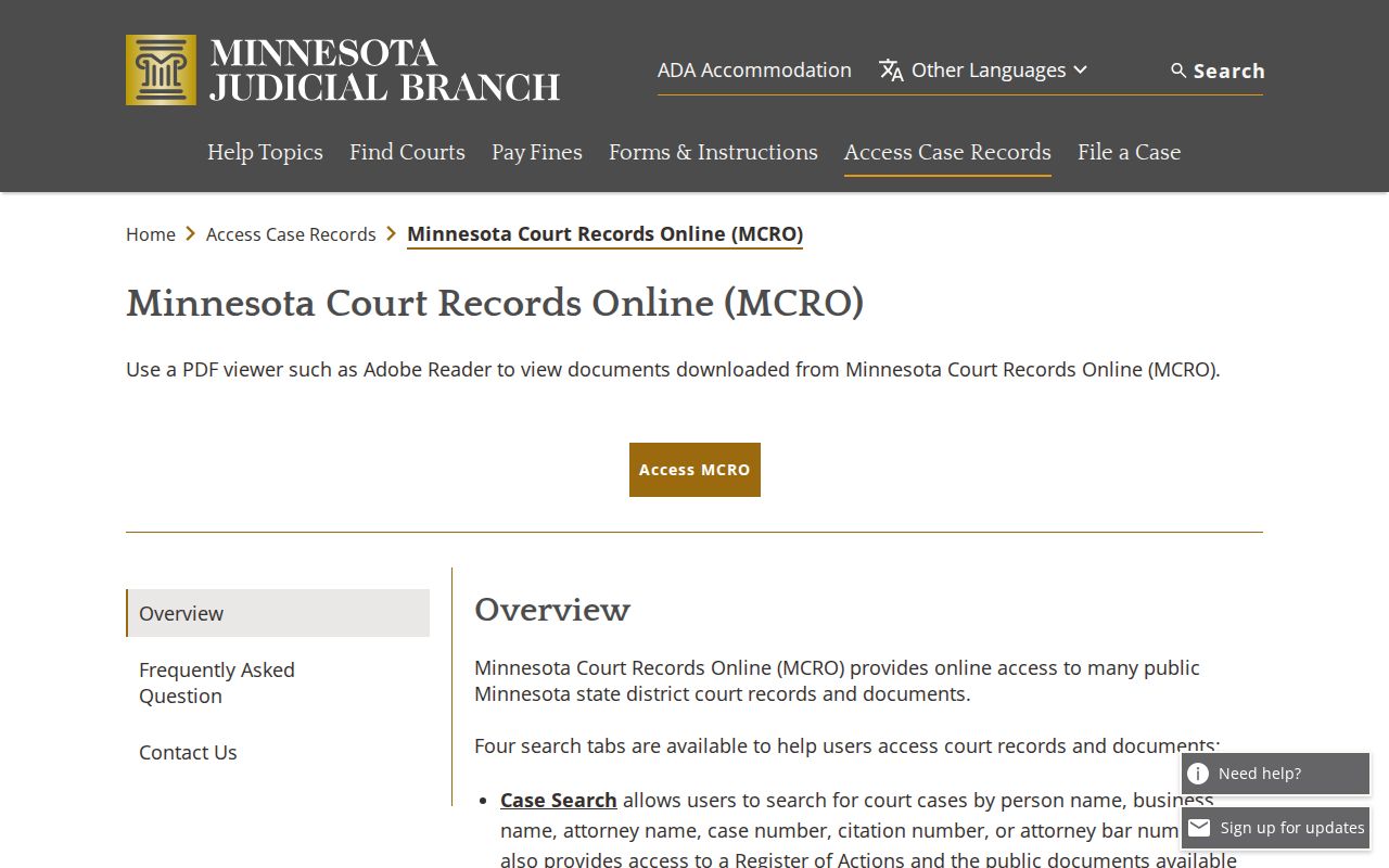 Jackson County warrant search page describing public court record coverage and limits