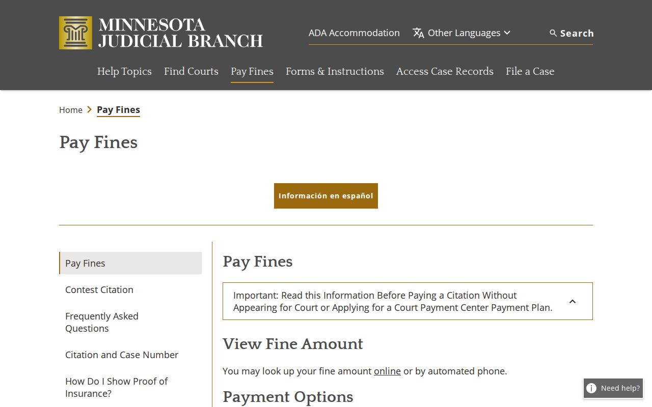 Jackson County traffic warrant page showing the state citation payment path and case number guidance