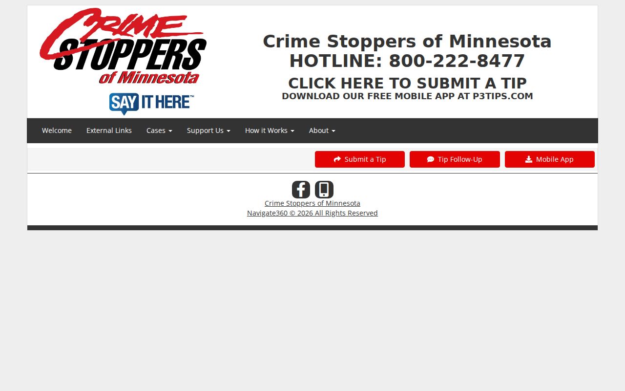 Jackson County most wanted page showing a blank anonymous web tip form