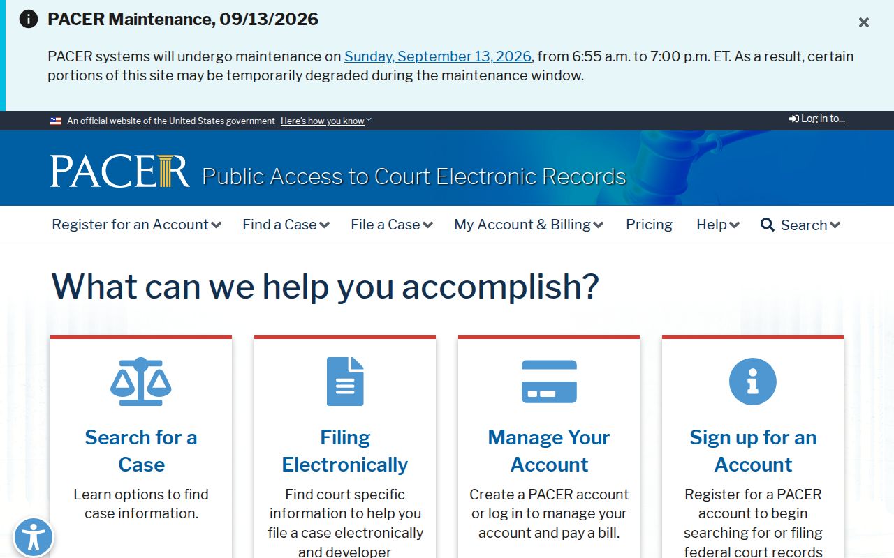 Jackson County arrest warrants page showing federal court docket access through PACER